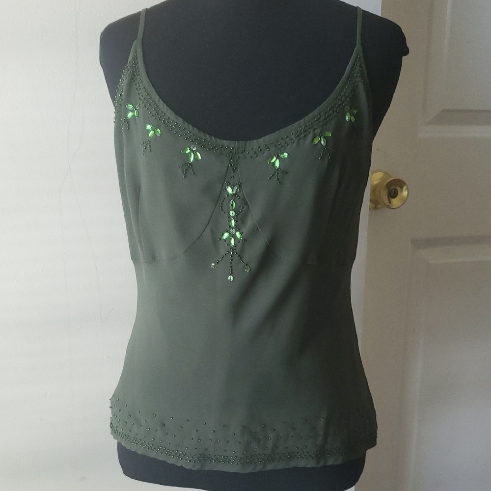 Nine West Olive Camisole with Embellishments